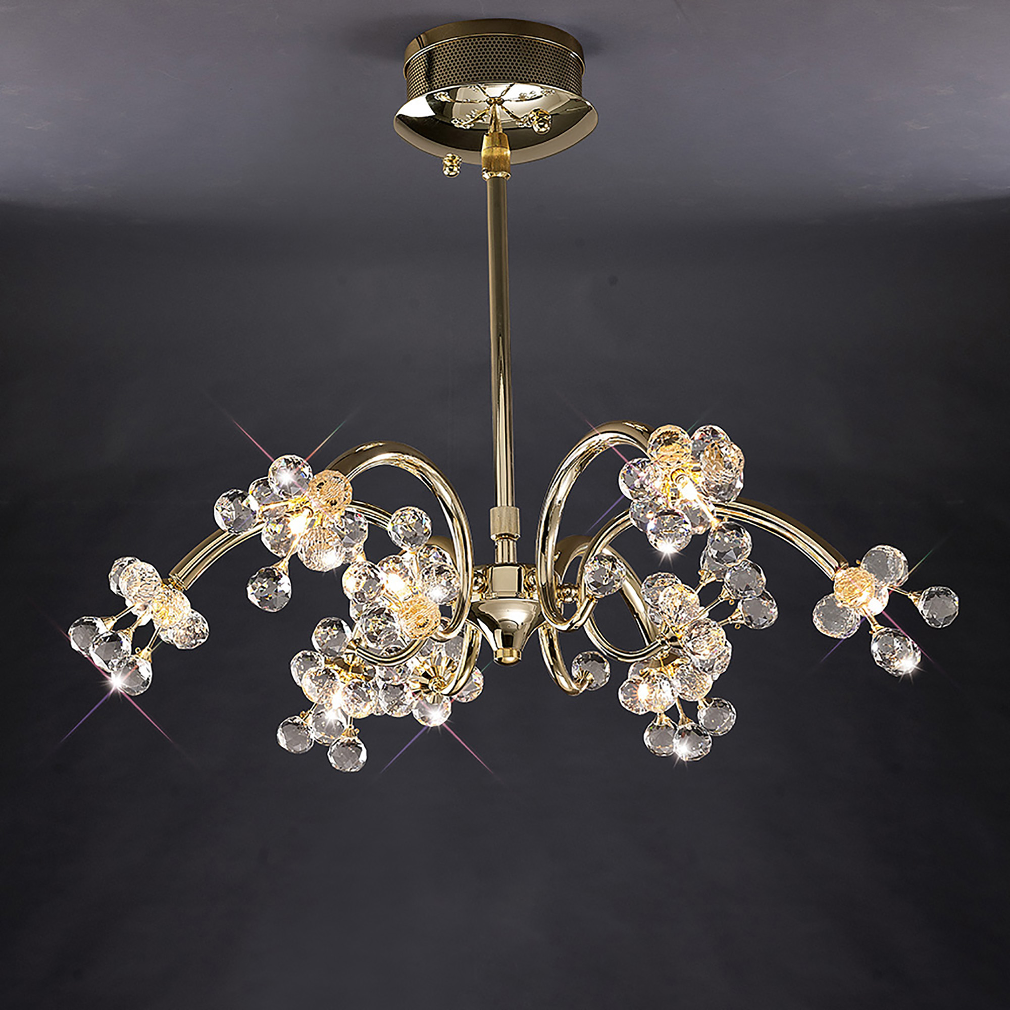 IL30860  Octavia Crystal Pendant 9 Light French Gold